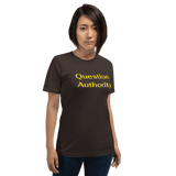 Question Authority t-shirt brown Short-Sleeve - DiziDazi