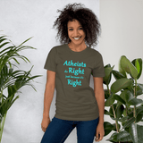 Atheists Do Right just because it's Right army green unisex Short-Sleeve Tee - DiziDazi