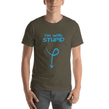 I'm with Stupid -guy humor t-shirt army green Short-Sleeve - DiziDazi