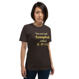 You Can't Spell Evangelical without E-V-I-L brown anti-evangelical short-sleeve t-shirt