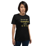 You Can't Spell Evangelical without E-V-I-L black heather anti-evangelical short-sleeve t-shirt