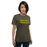 Question Authority t-shirt army green Short-Sleeve - DiziDazi