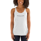 Stop Staring at my Boobs white heather women's racerback tanktop