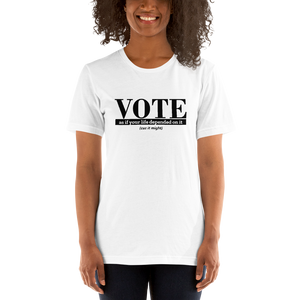 VOTE as if Your Depended on It black vote t-shirt short-sleeve