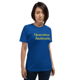 Question Authority t-shirt royal blue Short-Sleeve - DiziDazi