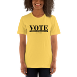 VOTE as if Your Depended on It yellow vote t-shirt short-sleeve