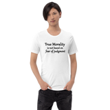 True Morality white t-shirt re living right short-sleeve