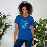 Atheists Do Right just because it's Right royal blue unisex Short-Sleeve Tee - DiziDazi