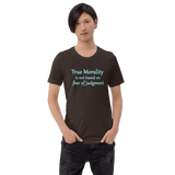 True Morality brown t-shirt re living right short-sleeve