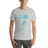 I'm with Stupid - guy humor t-shirt light gray heather Short-Sleeve - DiziDazi