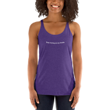 Stop Staring at my Boobs purple rush women's racerback tanktop