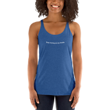 Stop Staring at my Boobs vintage royal blue women's racerback tanktop