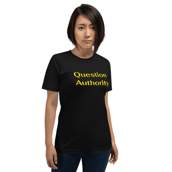 Question Authority t-shirt black Short-Sleeve - DiziDazi