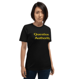 Question Authority t-shirt black Short-Sleeve - DiziDazi