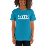 VOTE as if Your Depended on It aqua vote t-shirt short-sleeve