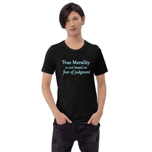 True Morality black t-shirt re living right short-sleeve