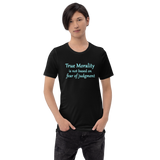 True Morality black t-shirt re living right short-sleeve