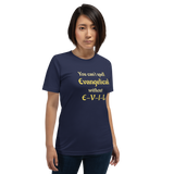 You Can't Spell Evangelical without E-V-I-L navy anti-evangelical short-sleeve t-shirt