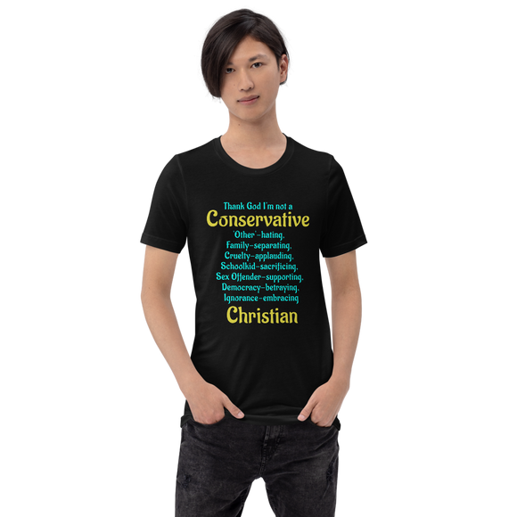 Not a Conservative christian black short-sleeve t-shirt anti-evangelical