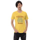 Not a Conservative christian yellow short-sleeve t-shirt anti-evangelical