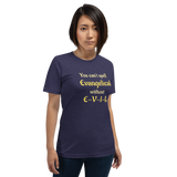 You Can't Spell Evangelical without E-V-I-L heather midnight navy anti-evangelical short-sleeve t-shirt