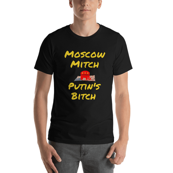 Moscow Mitch...Putin's Bitch black Short-Sleeve political t-shirts liberal - DiziDazi