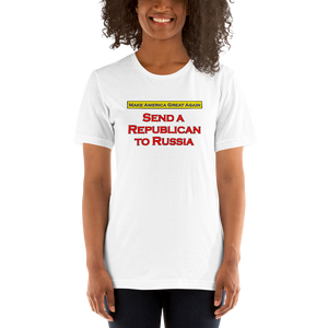 Send a Republican to Russia black anti-republican t-shirt short-sleeve