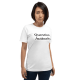 Question Authority t-shirt white Short-Sleeve - DiziDazi