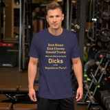 So Many Dicks heather midnight navy anti-GOP short sleeve t-shirt